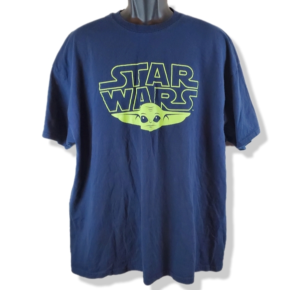 Star Wars Baby Yoda Blue T Shirt Top Short Sleeve Cotton Lucas Films Size XXL - Picture 1 of 4